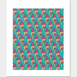 Ice Cream Pattern - Teal Posters and Art